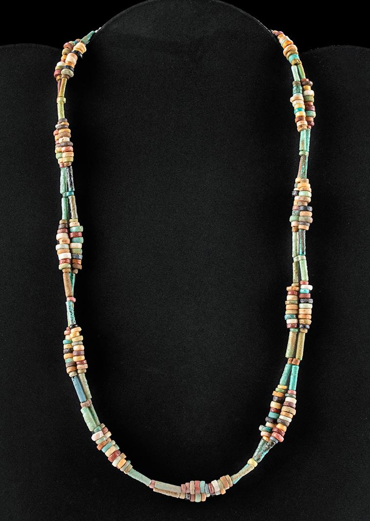 Egyptian Glazed Faience Bead Necklace - Wearable: 100% of the Hammer price of all lots sold in this auction will be donated to Community Food Share by Artemis Gallery. $1.00 = 3 meals! **First Time At Auction** Ancient Egypt, Third Intermediate to