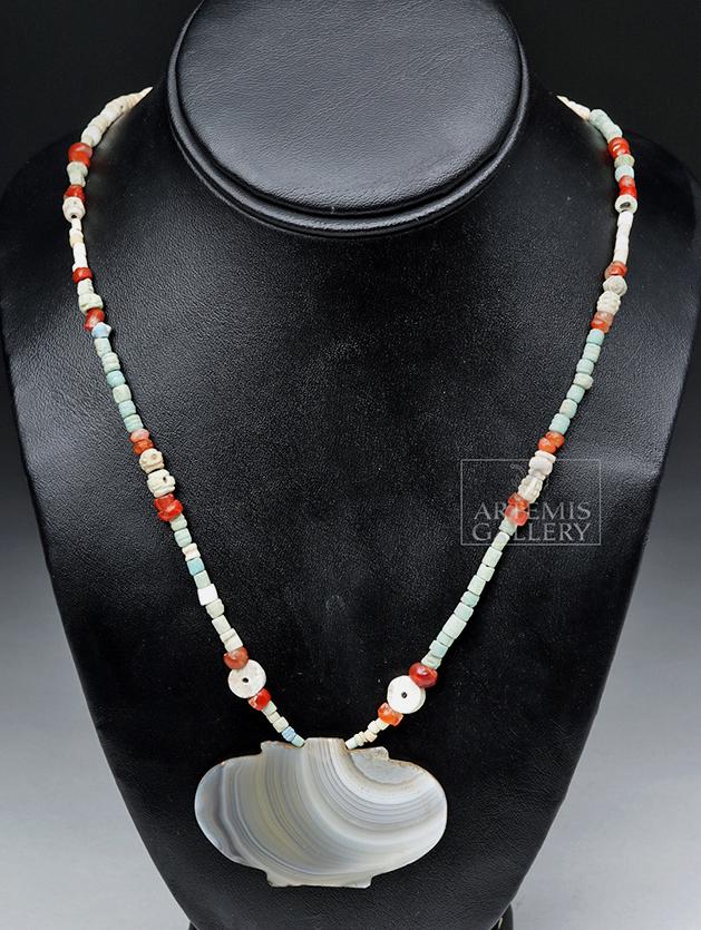 Sumerian Faience, Stone, & Agate Necklace (1 of 6)