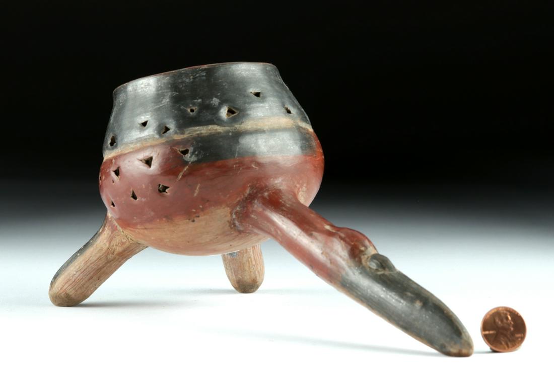 Fine Aztec Pottery Censer - Long Handle w/ Bird (1 of 6)