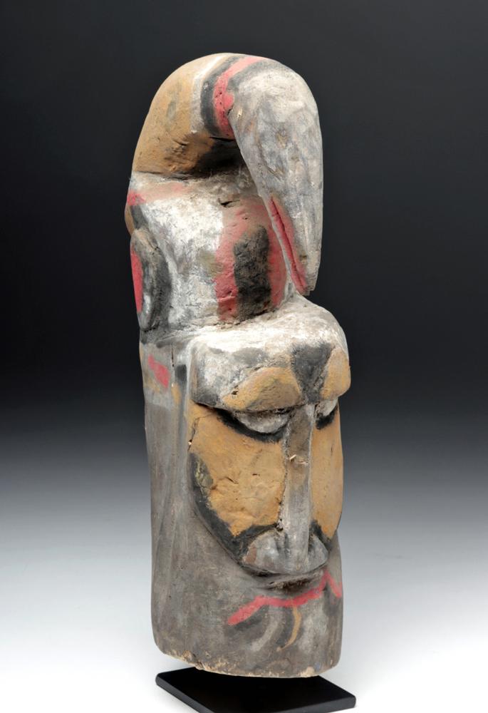 20th C. Sepik River Painted Wood Yam Mask - Man & Bird (1 of 5)