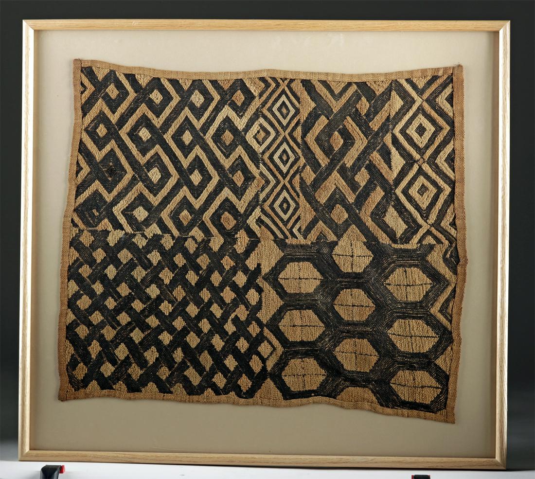 20th C. African Kuba Cloth Textile (framed) (1 of 5)