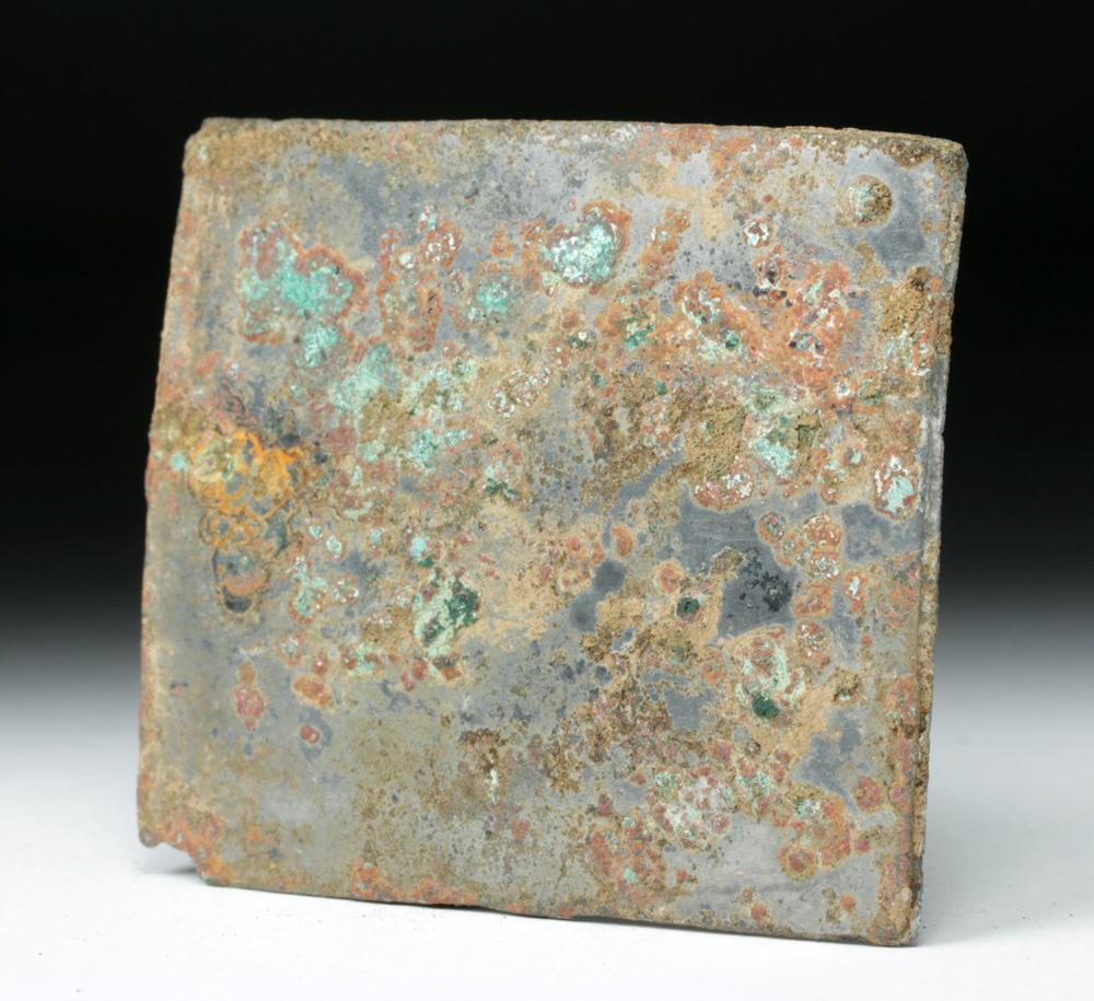 Roman Silvered Bronze Rectangular Mirror: **Originally Listed At $200** Roman, Imperial Period, ca. 1st to 3rd century CE. A cast, rectangular silvered bronze mirror, probably once set into a frame with a handle. Classical women in art are of