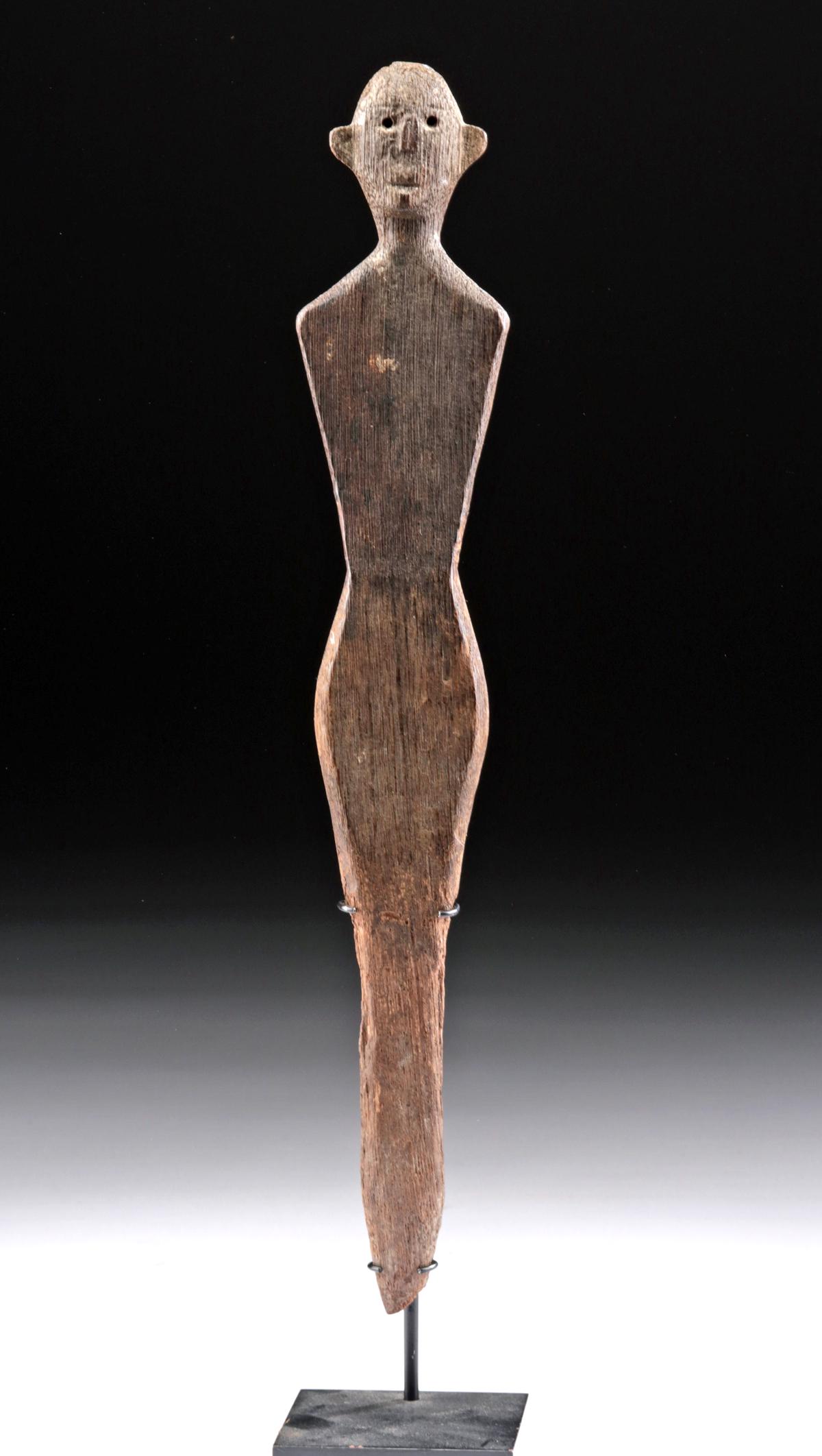 Late 19th C. Borneo Kantu Dayak Wood Guardian Hampatong: Southeast Asia, Indonesia, Borneo, West Kalimantan, Kantu (Kontuk) Dayak people, ca. late 19th to early 20th century CE. A hand-carved wooden guardian hampatong (literally "figure" or "statue") meant 