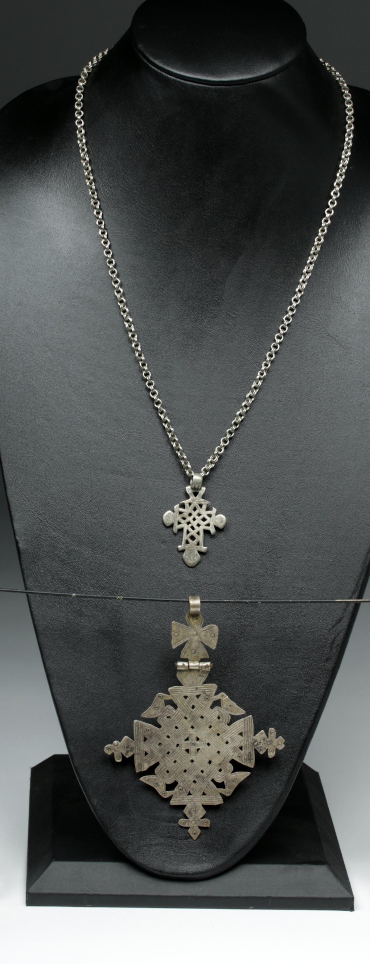 Early 20th C. Coptic Steel Cross & Cross Necklace (1 of 4)
