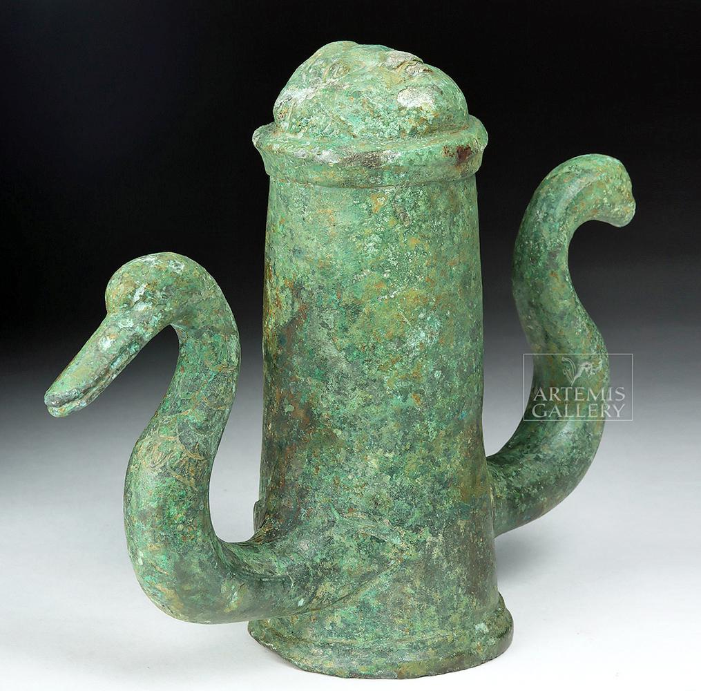 Roman Bronze Chariot Mount w/ Swans & Face (1 of 7)