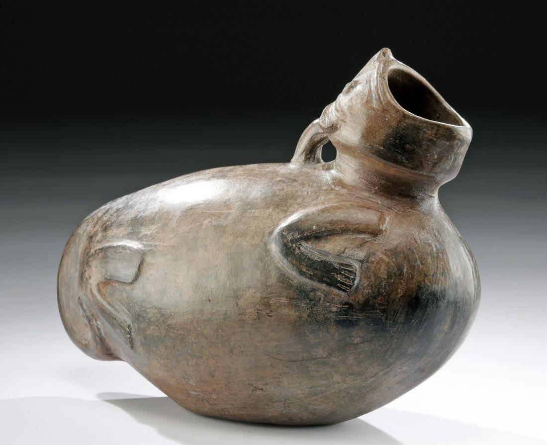 Chimu Brownware Spouted Feline Screamer Vessel (1 of 6)