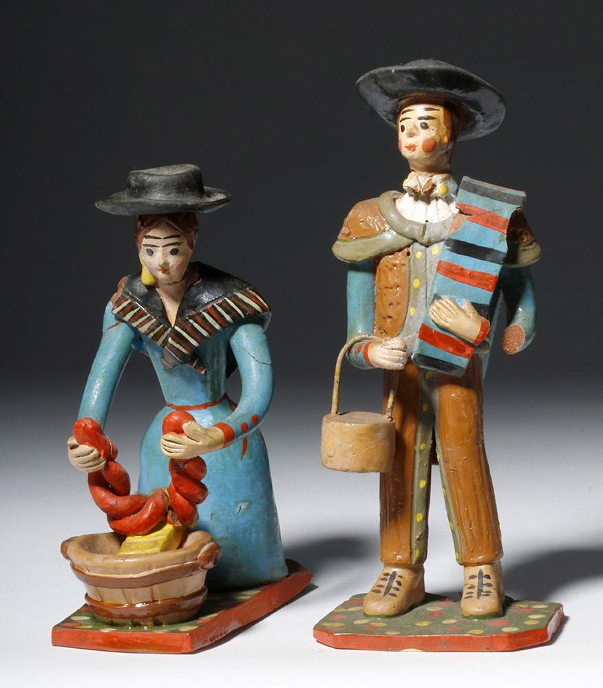 Pair of Portuguese  Painted Ceramic Figures (1 of 8)