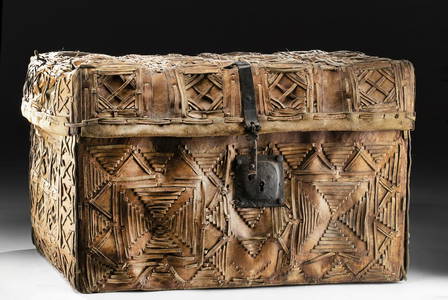 18th C. New Mexican Leather Petaca / Traveling Trunk