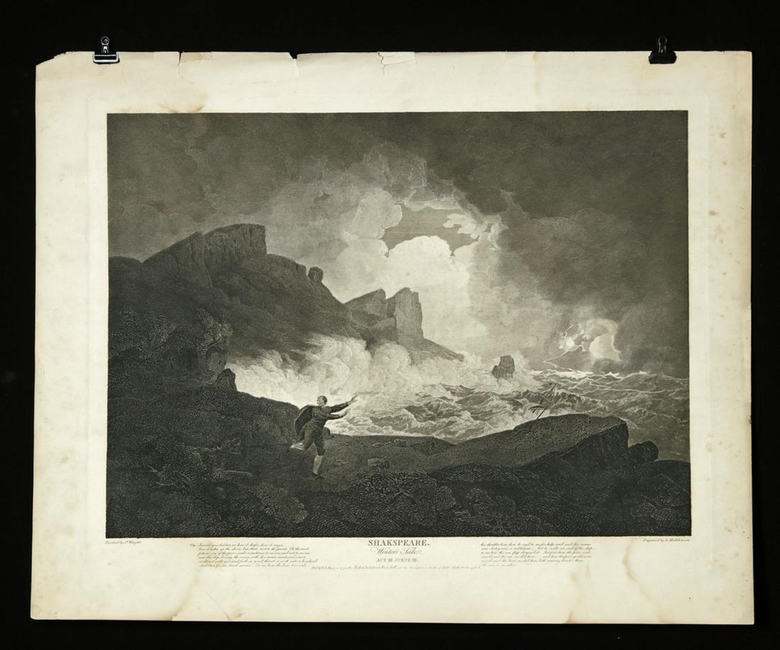 18th C. Boydell Engraving Shakespeare Winter's Tale: Engraved by Samuel Middiman after painting by John Wright. Shakespeare Winter's Tale Act III. Scene III. Published by John & Josiah Boydell at Shakespeare Gallery Paul Mall & Cheapfide, June 4th 1794.