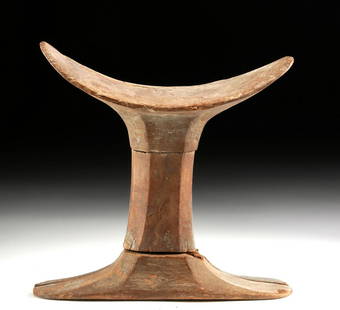 Egyptian New Kingdom Wood Mummy Head Rest: Ancient Egypt, New Kingdom period, 18th to 20th Dynasty, ca. 1549 to 1076 BCE. A nicely preserved wooden headrest carved in three sections used to support the head of a mummy. Headrests of this type