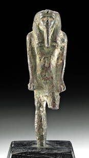 Egyptian Late Dynastic Bronze Figure - Striding Pharaoh: Egypt, Late Dynastic to Ptolemaic period, ca. 664 to 30 BCE. A wonderful cast-bronze figure of a pharaonic figure from the later periods of ancient Egypt. The male figure presents in a striding pose