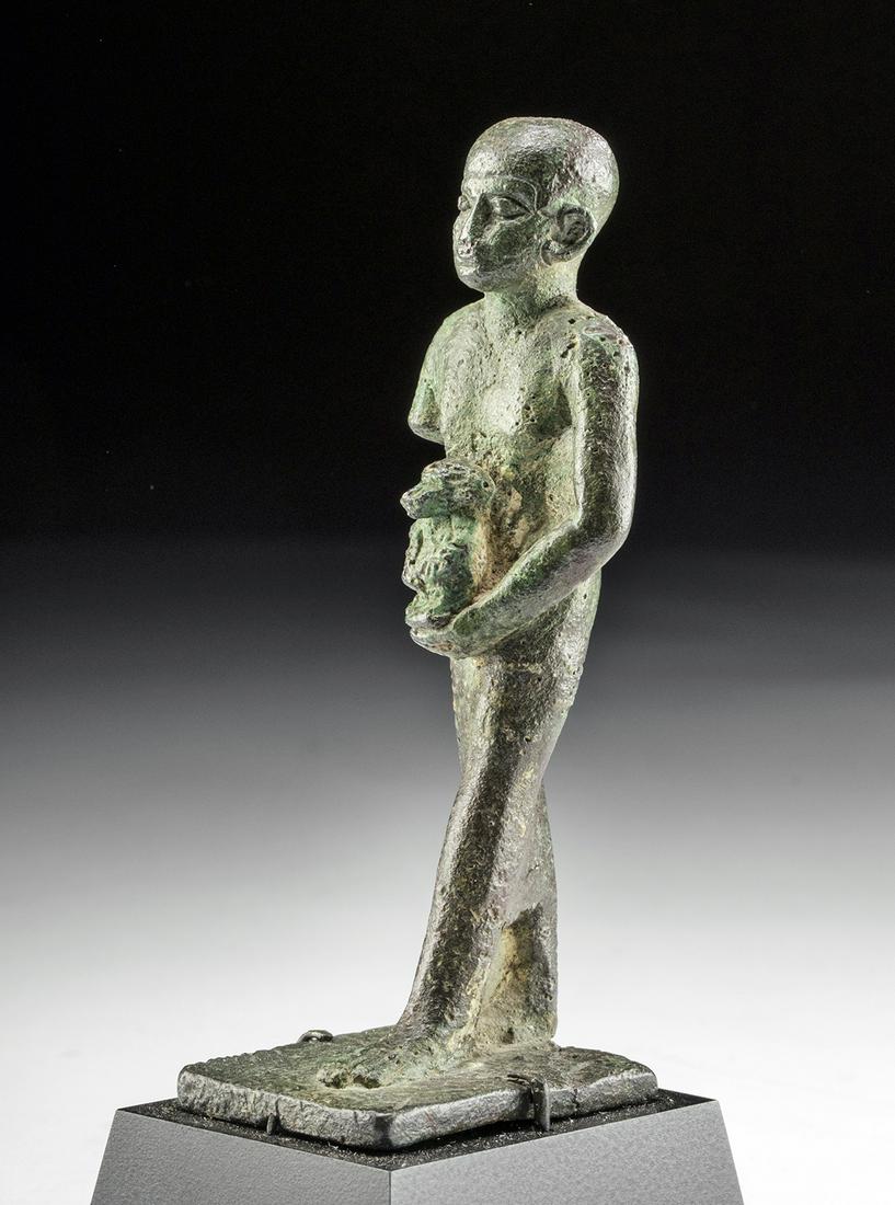 Egyptian Leaded Bronze Priest of Thoth w/ Baboon Effigy (1 of 4)