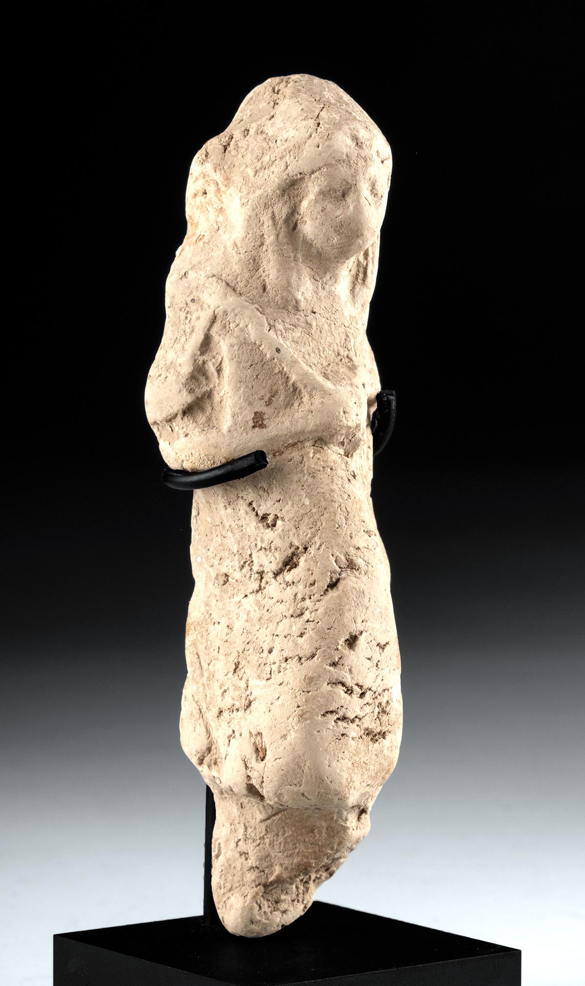 Egyptian Third Intermediate Pottery Overseer Ushabti: **Originally Listed At $550** Ancient Egypt, Third Intermediate period, 21st to 25th Dynasty, ca. 1076 to 664 BCE. A hand-sculpted pottery overseer ushabti meant to manage the multitudes of worker ush