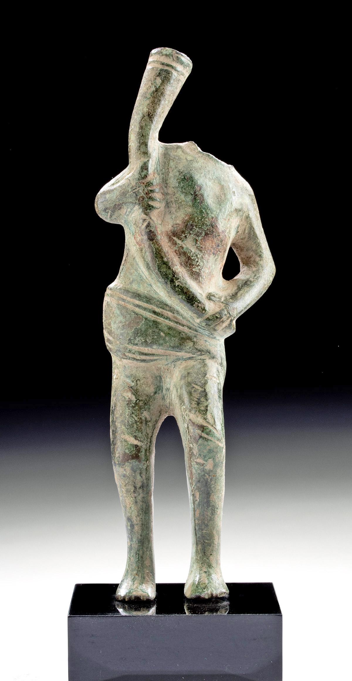 Roman Leaded Bronze Standing Figure w/ Large Horn (1 of 4)