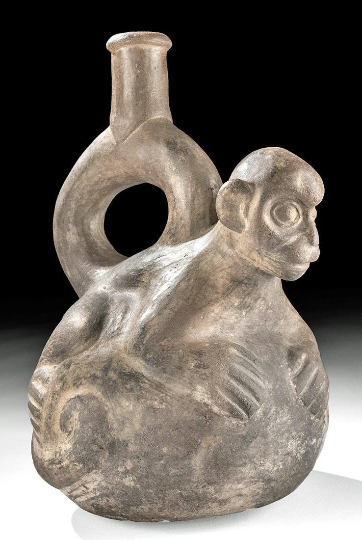 Moche I Pottery Monkey Effigy Stirrup Vessel (1 of 5)