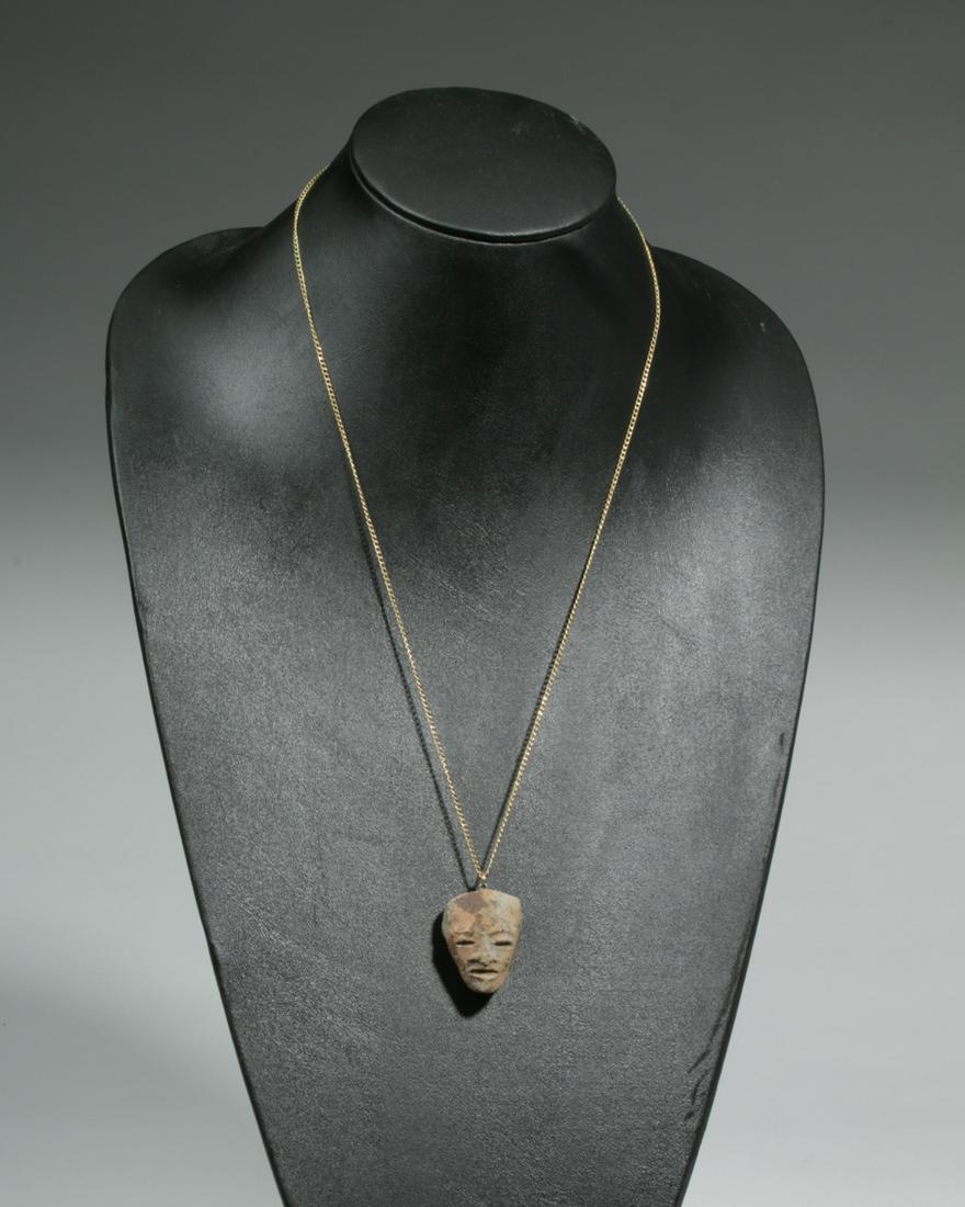 Teotihuacan Pottery Head on Gold-Tone Chain (1 of 4)