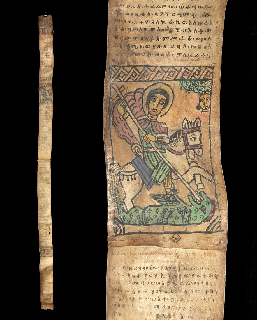 18th to 19th C. Ethiopian Prayer Scroll on Vellum (1 of 8)