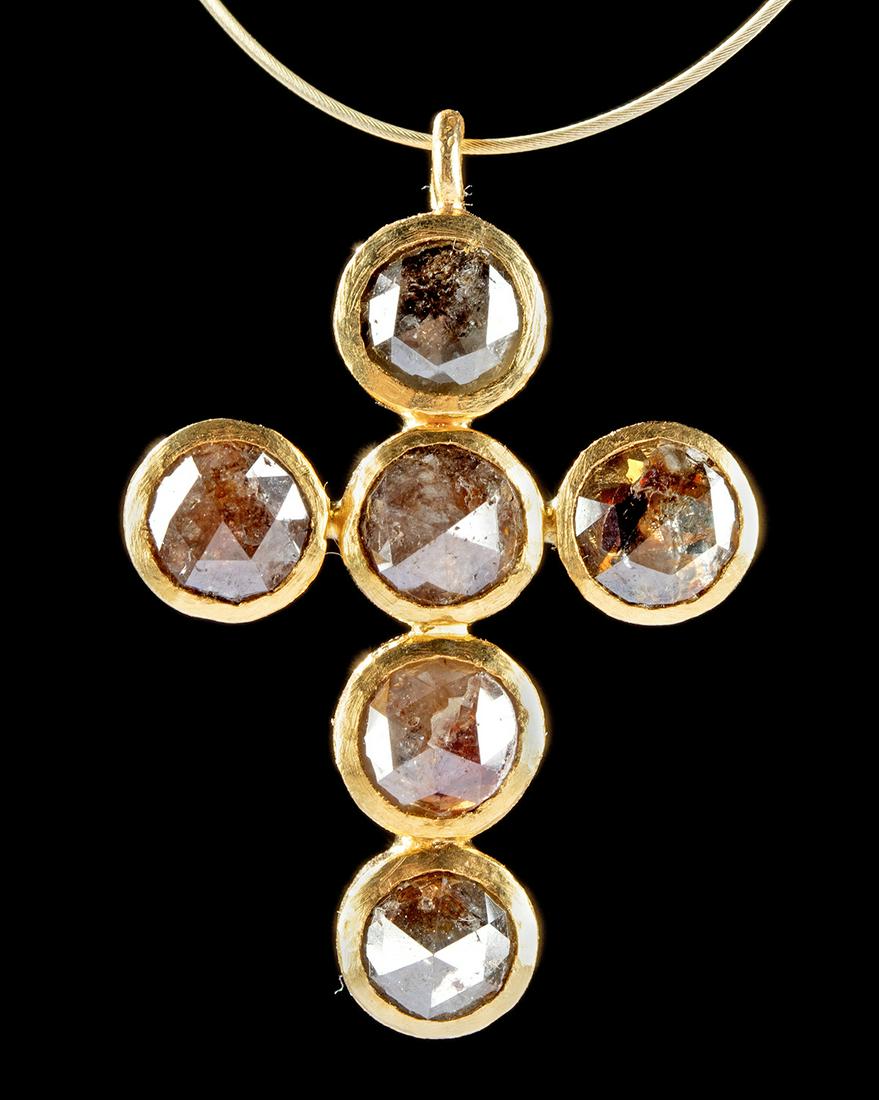 Vintage European 18K Gold & Diamond Pendant - 3.3 g (1 of 4)