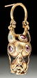 Parthian / Roman 18K Gold Earring w/ Garnets