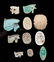 Egyptian Faience Wedjat Eye Amulets + Scarabs (11 pcs)