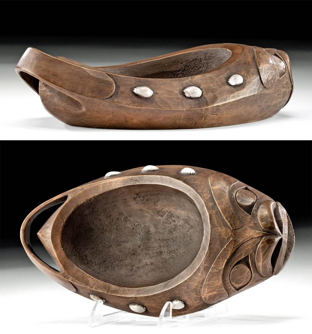 20th C. Northwest Coast Wood & Shell Grease Bowl Jul 01, 2020 Artemis Gallery in CO