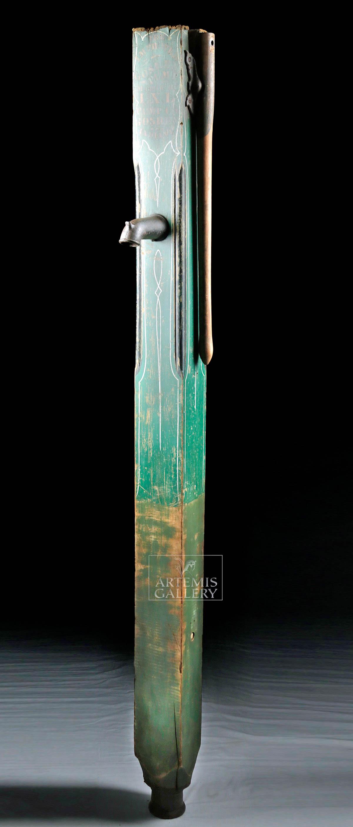 19th C. American Painted Wood Water Post Pump (1 of 6)