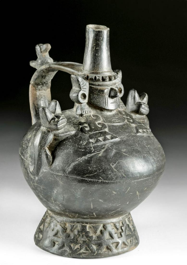 Sican / Lambayeque Blackware Vessel w/ Naylamp (1 of 6)