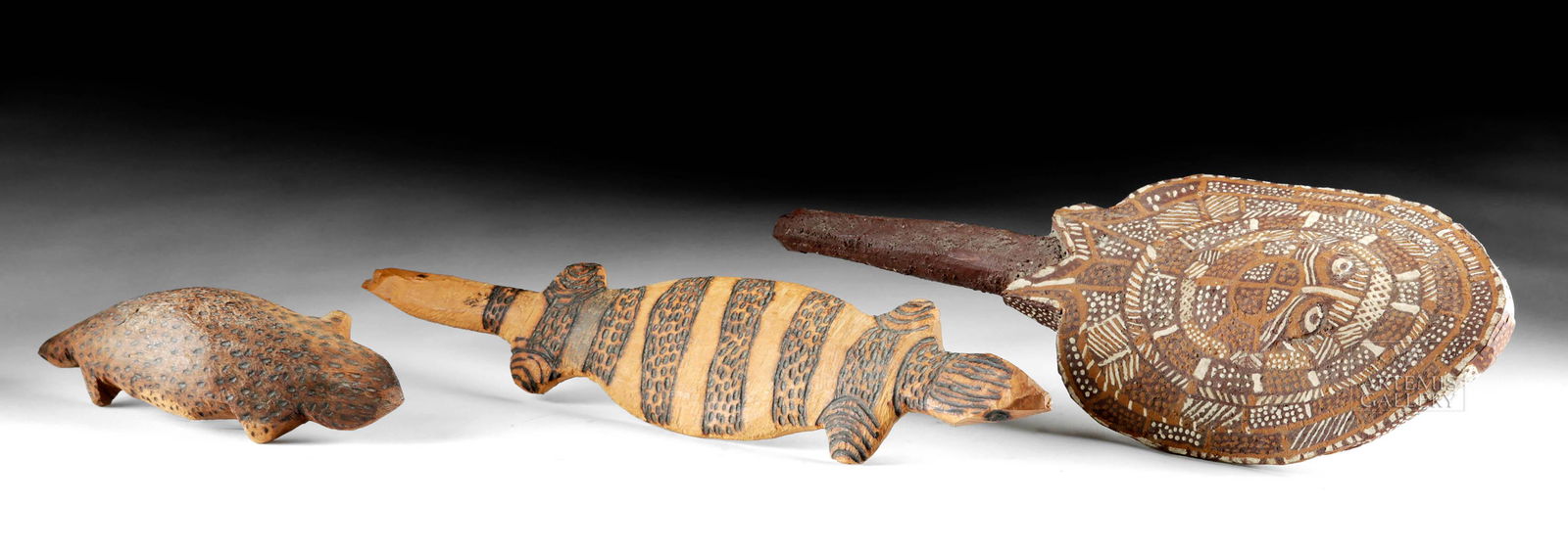 Lot of Three 20th C. Aboriginal Wooden Animal Carvings (1 of 4)