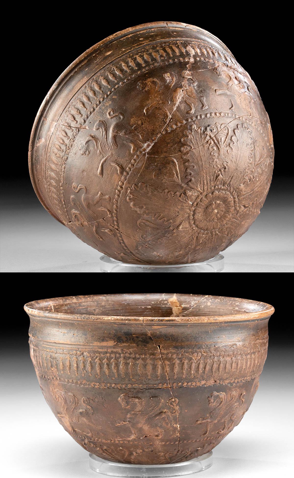 Greek Megarian Molded Pottery Bowl w/ Zoomorphs (1 of 7)
