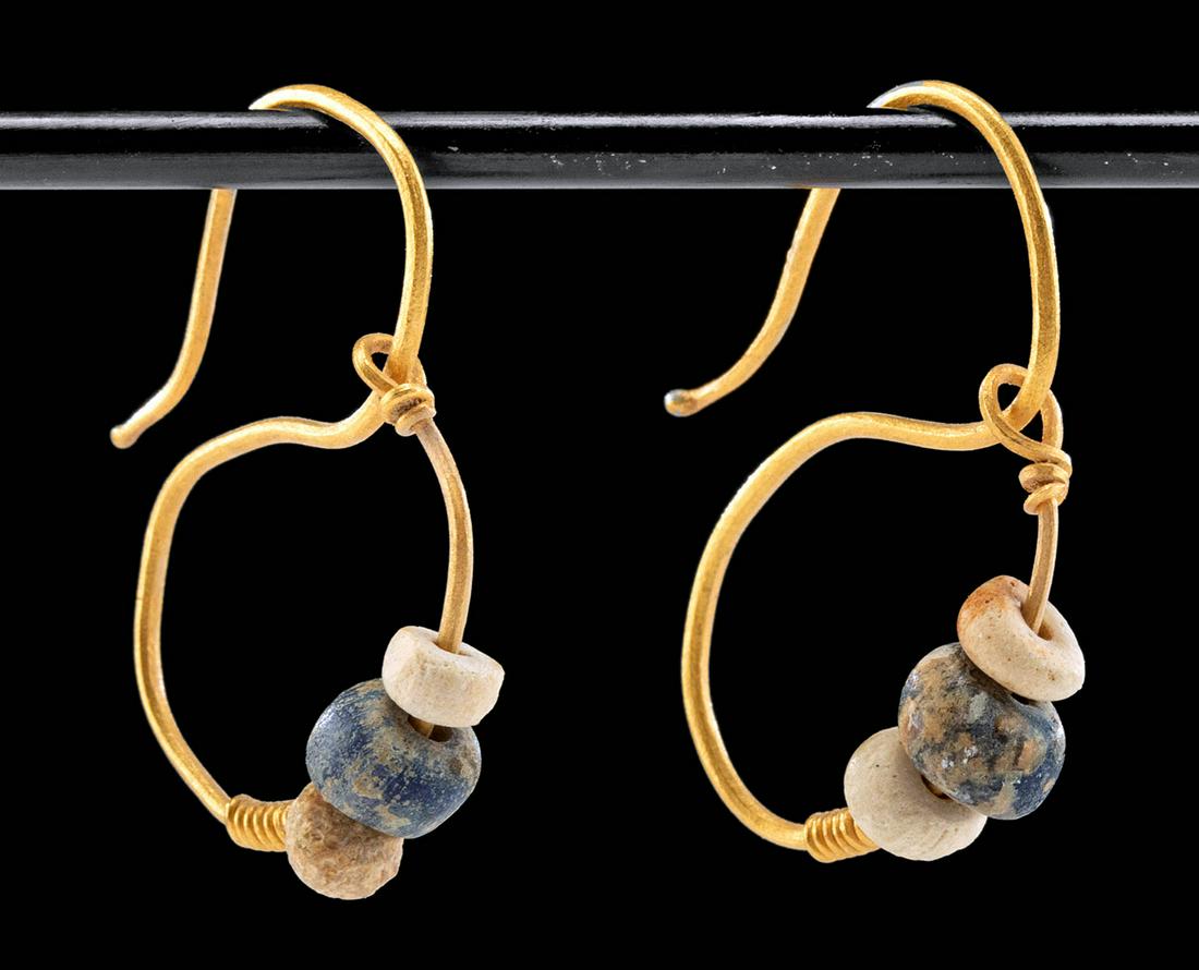 Roman Gold & Glass Bead Earrings (1 of 3)