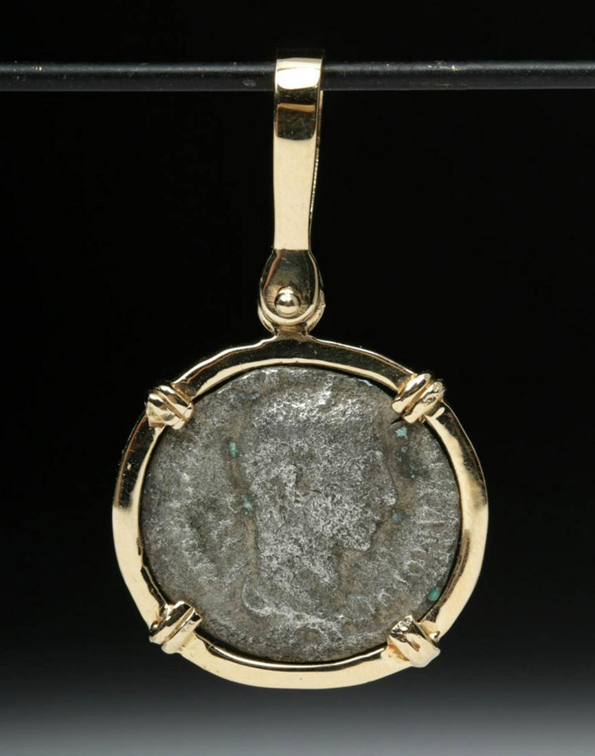 Roman Ar Coin of Severus Alexander in 14K Pendant (1 of 3)