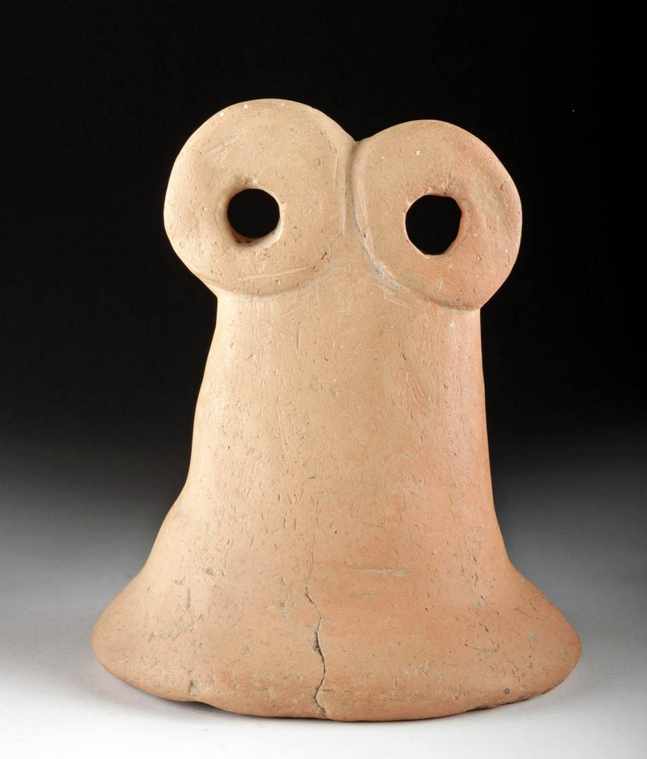 Ancient Tell Brak Terracotta Eye Idol - TL Tested: **Originally Listed At $1400** Ancient Near East, modern-day Syria, Tell Brak, Akkadian to Post-Akkadian period, ca. 22nd to 18th century BCE. A large and beautiful eye idol, hand-built from terracott