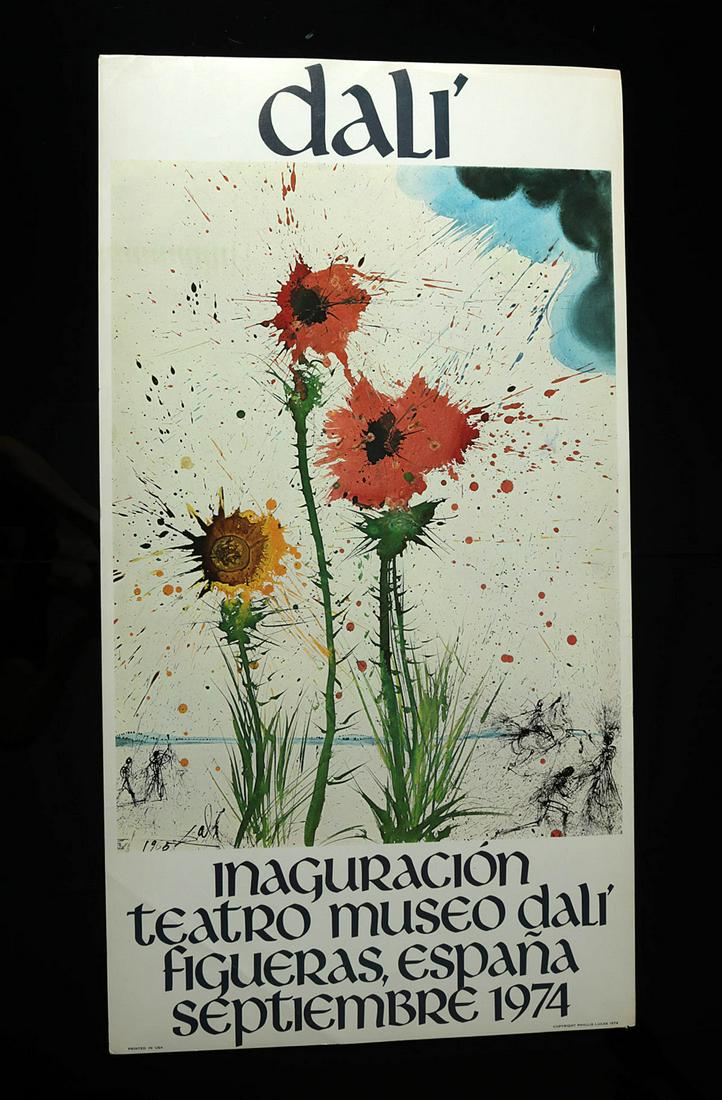 Original Poster - Inauguration Dali Theatre Museum 1974: **Originally Listed At $400** Salvador Dali, Spanish (1904 - 1989), a rare, original plate signed lithograph poster entitled, "Dali: Inaguracion Teatro Museo Dali, Figueras, Espana, Septiembre 1974",