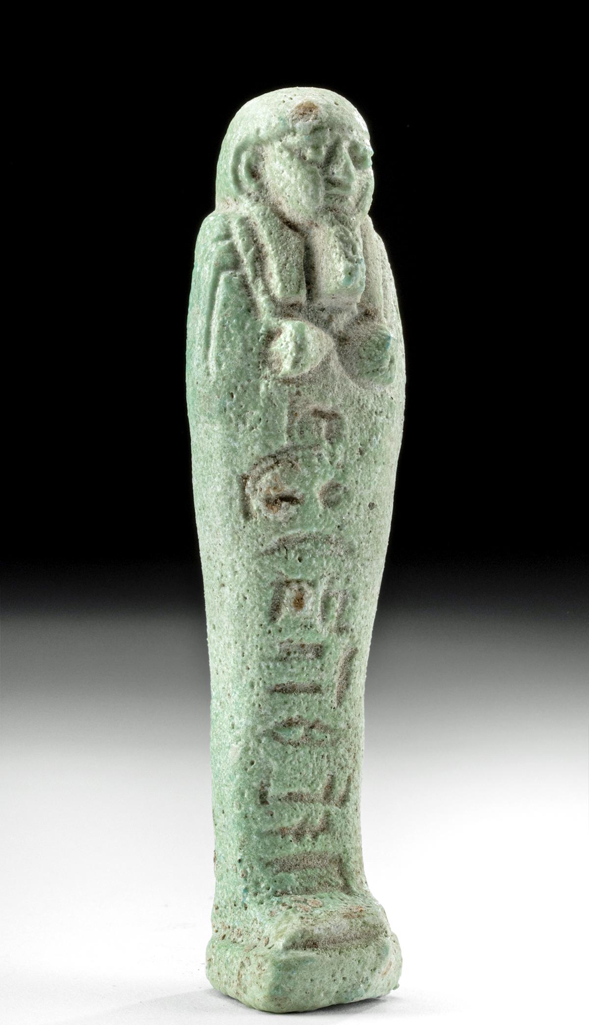 Egyptian Glazed Faience Ushabti for Amon-Redjy-Es (1 of 5)