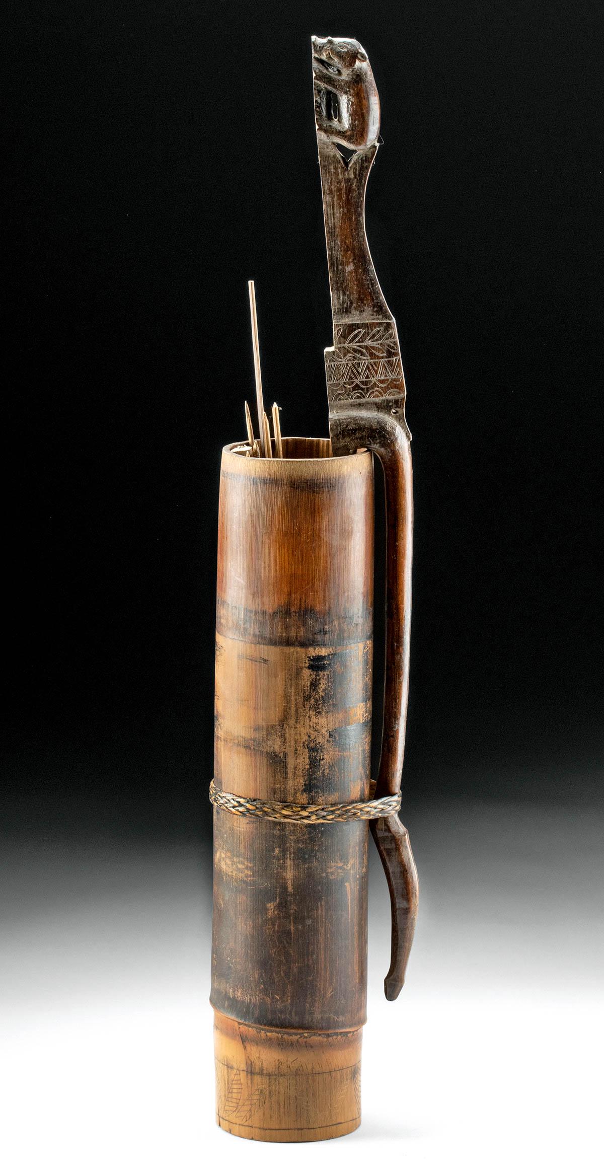 Early 20th C. Filipino Bamboo Blowgun Quiver - Karaban (1 of 5)