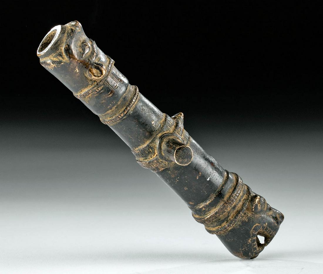 18th C. Indian Brass Signal Cannon Stylized Felines (1 of 6)