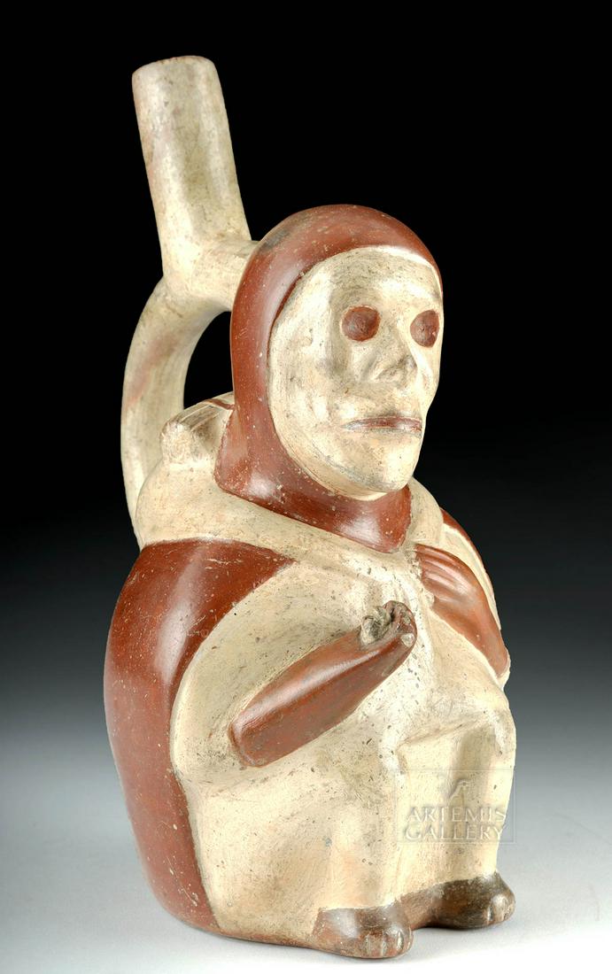 Moche Bi-Chrome Stirrup Vessel Skeleton Cargador (1 of 6)