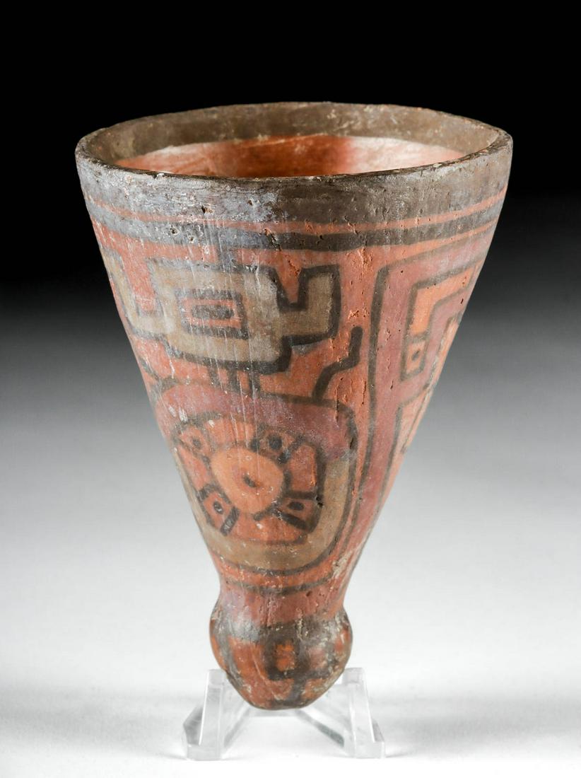 Chiribaya / Tiahuanaco Polychrome Cup w/ Rattle Base (1 of 3)