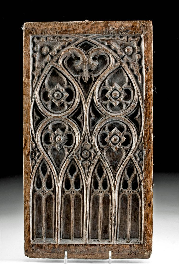 16th C. European Wood Carved Panel with Vegetal Motif (1 of 3)