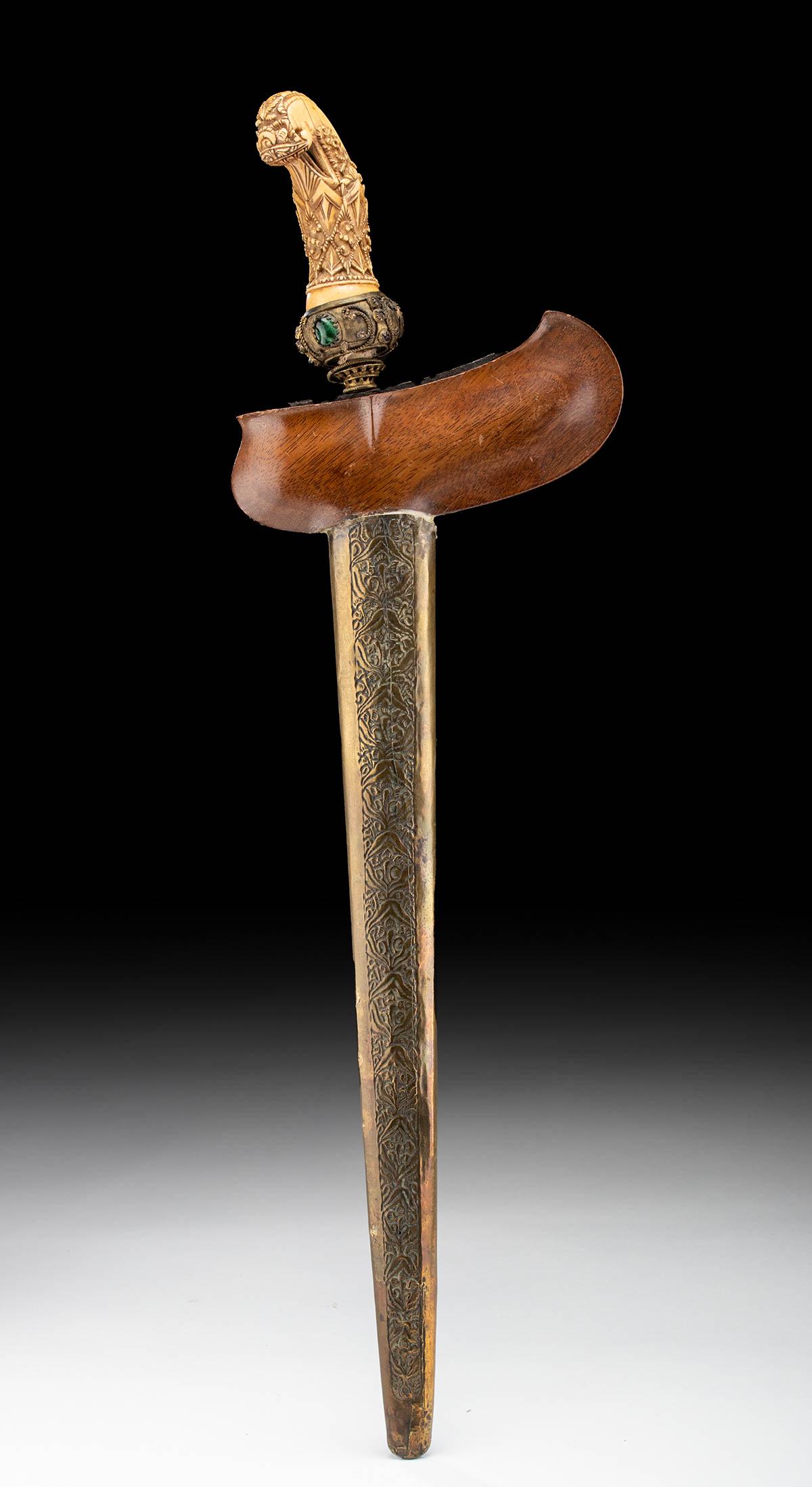 Early 20th C. Indonesian Steel, Brass & Stag Horn Kris: 100% of the Buyer's Premium of all lots sold in this auction will be donated to Community Food Share by Artemis Gallery. $1.00 = 3 meals! **First Time At Auction** Southeast Asia, Indonesia, ca. ea