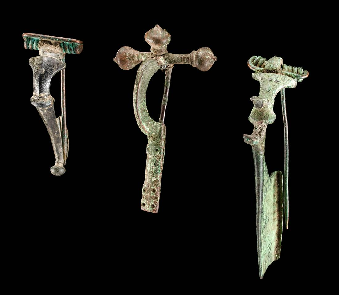 Lot of 3 Roman Leaded Bronze & Copper Alloy Fibulae (1 of 4)