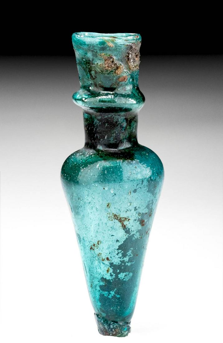 10th C. Islamic Turquoise Glass Bottle (1 of 6)