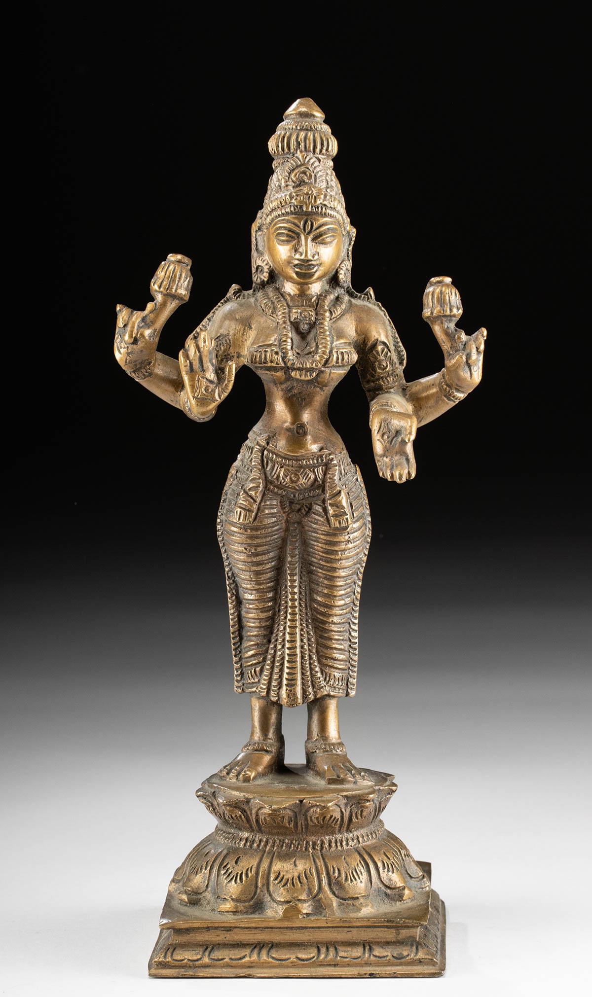 19th C. Indian Brass Standing Lakshmi (1 of 5)