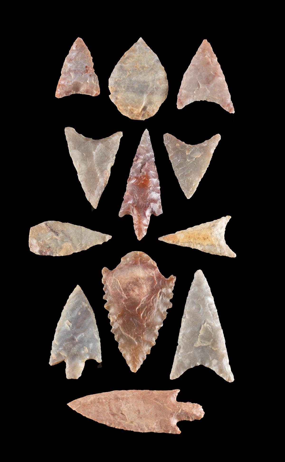 13 Paleolithic African Stone Projectile Points (1 of 3)
