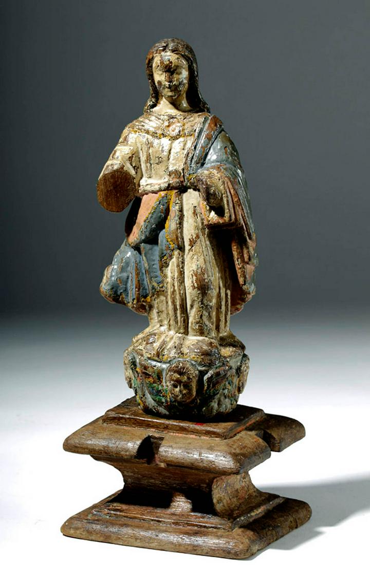 19th C. Spanish Colonial Wood Santo - Virgin Mary (1 of 7)