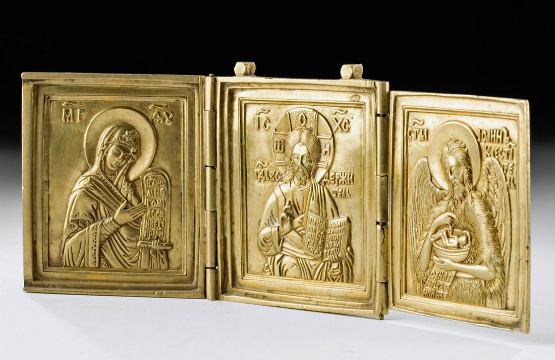 Antique Russian Brass Traveling Icon (1 of 6)