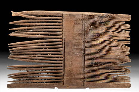 Romano-Egyptian Wood Comb: Egypt, Roman Imperial Period, ca. 1st to 2nd century CE. A double-sided wooden comb with a thick central handle designed to make it easy to hold and use. The Roman army issued such H-shaped combs