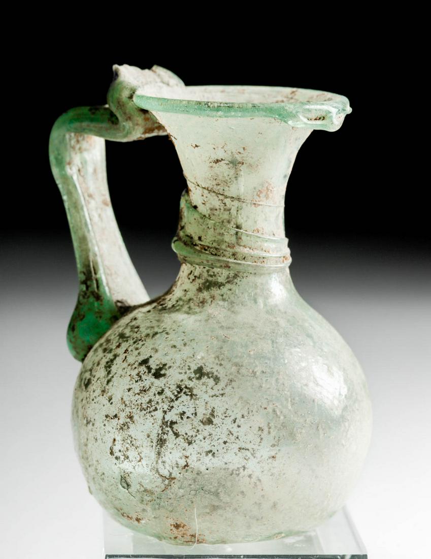 Small Roman Glass Handled Oinochoe w/ Trailing (1 of 4)