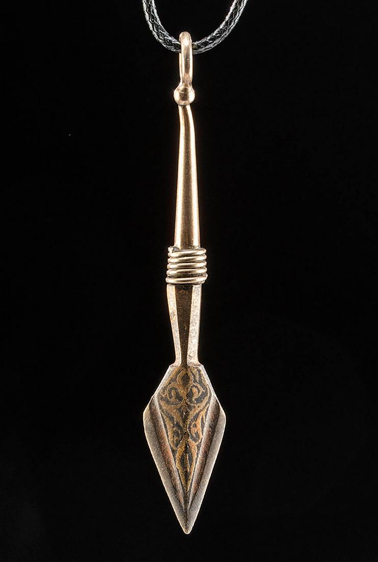 19th C. Persian Gilt Iron Arrowhead Pendant (1 of 3)