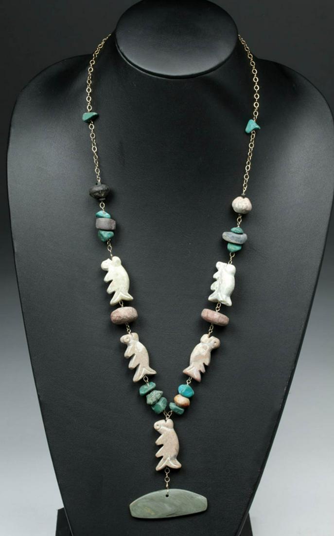 Eye-Catching Pre-Columbian Stone Necklace Fish Beads (1 of 4)